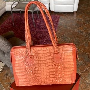 Chi by Falci real Crocodile coral handbag